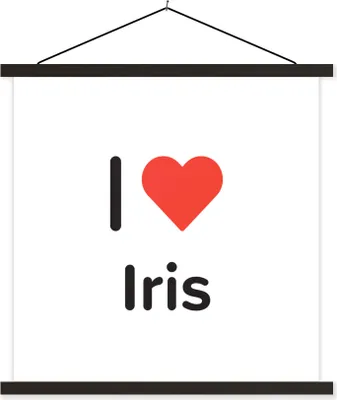 Produktbild von MuchoWow® Textilposter Ich liebe - Iris - Mädchen 90x90 cm mit schwarzem Rahmen - Magnetisches