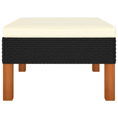 Image de vidaXL Tabouret de pied Poly-Rattan et bois massif Eucalyptus