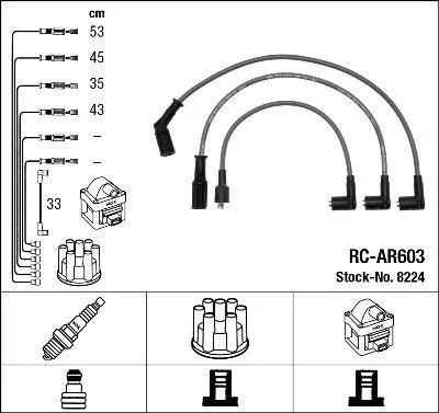 Produktbild von NGK 8224 Zündkabelsatz Zündleitungssatz für ALFA ROMEO 164 (164)