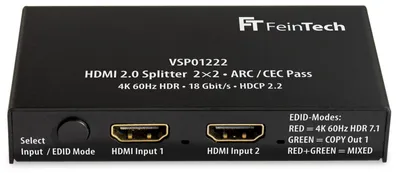Immagine prodotto di Divisore HDMI 1 a 2 - 4K 60Hz - HDR - Upscaling e ARC - Con supporto HDMI-CEC