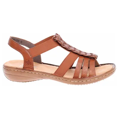 Produktbild von Rieker Damen Sandale Sandalette T-Riemen Flechtoptik 60809, Größe:40 EU, Farbe:Braun