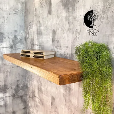 Produktbild von MoonTree | rustikales Wandregal aus Holz Ivar, 30x3.8x190cm, Dark Oak | Hängeregal, Regalboden, Wandregal Holz für Wohnzimmer, Küche & Flur