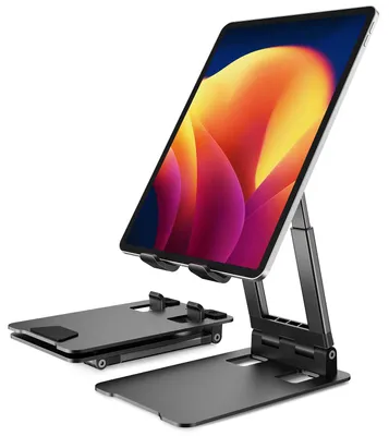 Produktbild von Stabiler Tablet Ständer,Klearlook Faltbarer Tablet Halter mit einstellbarer Höhe/Winkel, Aluminium Universal iPad Ständer für iPad Pro/Mini/Air/iPhone