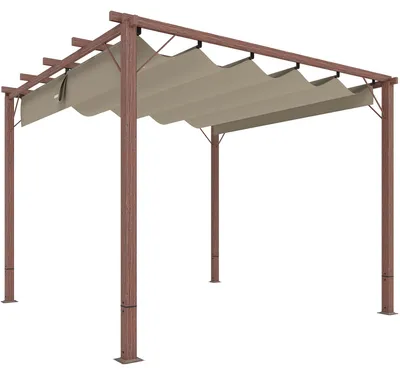 Image de Pergola Outsunny d'environ 3 x 3 m, pavillon de jardin avec patins magnétiques, couverture de terrasse