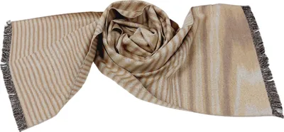 Produktbild von Winterschal Seidenflanell beige gestreift - sanft wie Kaschmir 100% Seide