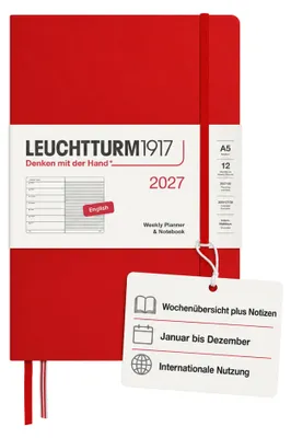 Produktbild von LEUCHTTURM1917 Wochenkalender 2027 Medium (A5) mit Notizbuch, liniert - Terminpl
