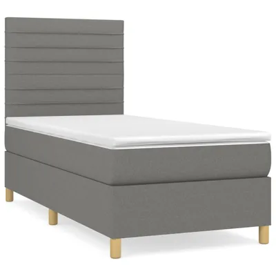 Immagine prodotto di vidaXL Letto a molle con materasso grigio scuro 90x200 cm in tessuto