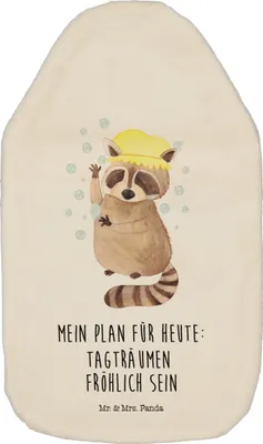 Produktbild von Mr. & Mrs. Panda Wärmflasche Waschbär - Weiß - Geschenk, Seifenblasen, mit Bezug, Waschen, Bettflasche, Fröhlich, Tagträumen, Wärmekissen, naturkautschuk, Lustige Sprüche