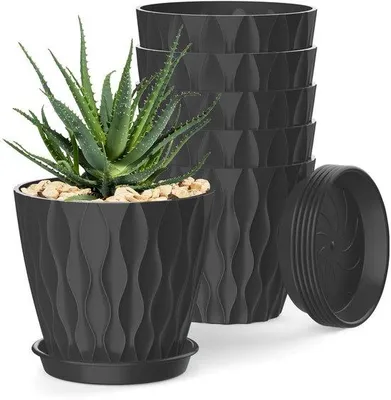 Obrázek produktu pro Sada 6 plastových květináčů o průměru 15 cm s drenážními otvory