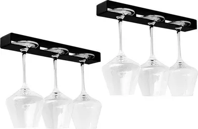 Produktbild von Glasvitrine, hängender Glaskasten, schraubfreie Aufhängung, Glaskasten, geeignet für Küche, Hotel, Bar, Restaurant, 2 Stück (schwarz)