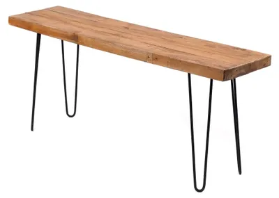 Produktbild von Holzbank aus Swietenia Mahagoni mit Metallgestell, 50x120 cm