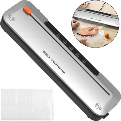 Produktbild von Vakuumiergerät für Lebensmittel, nass/trocken, externe Vakuumfunktion, Lebensmittel Vakuumierer inkl. 10 Beutel