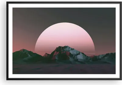 Produktbild von Gerahmtes Poster - Schwarzer Rahmen - Landschaft Berge Sonne - 91,5x61 cm - Wand Bild - Wanddeko - Wandbilder - Kunstposter - Wandposter - Bilderrahmen - Bilder - Kunstdruck - Wandbild P2BAA91x61-4320