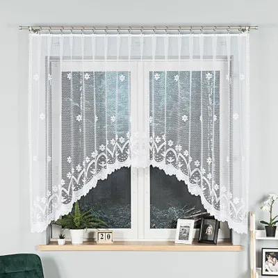 Obrázek produktu pro Dekorační oblouková krátká záclona na žabky FLORENTYNA 140 bílá 330x140 cm MyBestHome