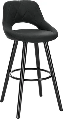Image de Chaise de bar Moderne Hilton Industrial - Tabouret de bar avec dossier - Réglable en hauteur - Assise en tissu - Anthracite - 1 pièce- Chaise de cuisine & de comptoir