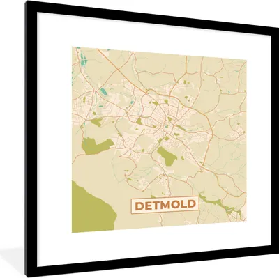 Produktbild von MuchoWow® Gerahmtes Poster Stadtplan - Detmold - Vintage - Karte 40x40 cm - Poster mit Schwarzem Bilderrahmen Wandposter Rahmen Foto Bilder - Poster - Plakat im Rahmen