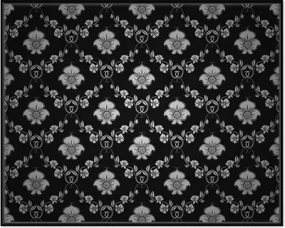 Produktbild von Wallario Wandbild Grau-schwarzes Blumenmuster Damast, Größe: 40,30 x 50,30 cm, Poster mit schwarzem Aluminiumrahmen