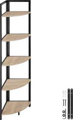 Image de Étagère d’angle Castlebar 30 x 30 x 150 cm - Bois clair industriel, Chêne Sonoma