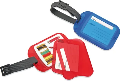Produktbild von 2x Kofferanhänger / mit integrierten Nähset / Farbe: je 1x rot + blau