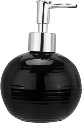 Produktbild von Nachfüllbare schwarze Lotionflasche aus Keramik mit Pumpkopf