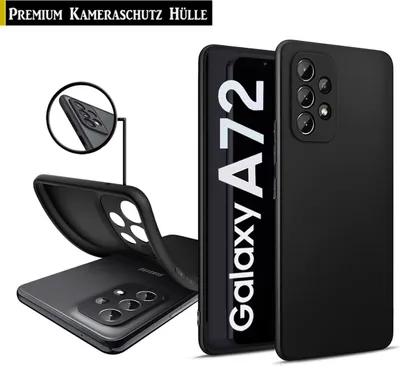 Produktbild von Für Samsung Galaxy A72 Schutz Hülle Case Silikon Handy Hülle Cover Matt Schwarz