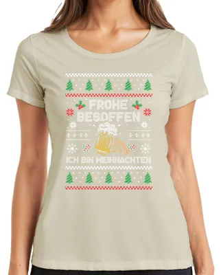 Productafbeelding van Vrolijke, feestelijke kerstspreuk - Kerst, kerstcadeau, dames T-shirt, natuur, maat S