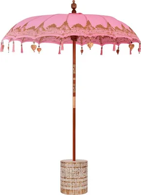 Image de vidaXL Parasol balinais avec socle rose 185 x 185 x 260 cm