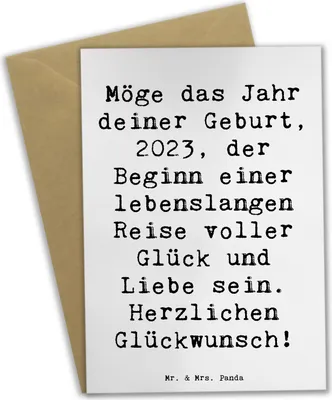 Produktbild von Mr. & Mrs. Panda babykarte Spruch 2023 Geburtstag - Weiß - Geschenk, vatertagskarte, Glückwunsch, Alter, Geschenke für, hochzeitskarten, Happy Birthday, einladungskarten