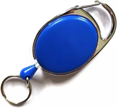 Produktbild von 2x BLAU RING Ausweisjojo Jojo Zipper Ausweis Halter Kartenhalter Aufrollmechanismus Schlüsselanhänger