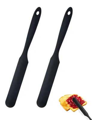 2 Silikonspatel, 22,5 cm, hitzebeständig, antihaftbeschichtet, Schwarz