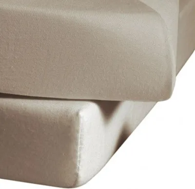 Produktbild von Fleuresse Jersey Spannbettlaken Jenny C Single weich formstabil 100% Baumwolle Spannbetttuch Rundumgummi 200x200 cm Taupe