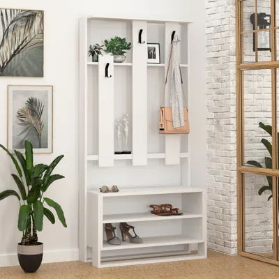Produktbild von DECORTIE Chester Dielenständer Weiß 36 x 90 x 180 cm