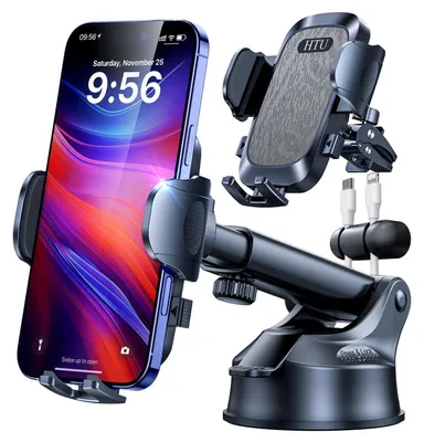 Immagine prodotto di Supporto per telefono da auto, modello militare, con ventosa e bocchetta di ventilazione, rotazione a 360°, compatibile con iPhone e Samsung, colore grigio
