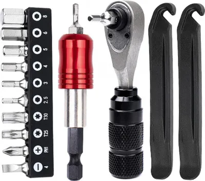 Produktbild von Fahrradreifen-Reparaturset 72-Zahn-Ratschenschlüssel Tragbares Multifunktions-Fahrradwerkzeug-Set mit Aufbewahrungstasche für Straßen-Mountainbikes TOOL1