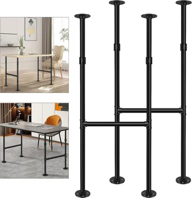 Produktbild von Metallische Tischbeine in 96,5 cm, industrielle Couchtischbeine, schwarze Rohrbeine für Möbel, 2 Stück