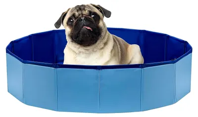 Produktbild von Hundeplanschbecken, 80x20 cm, faltbares Haustier-Schwimmbecken für kleine Hunde, rutschfest, tragbar, für kleine Katzen (Blau)