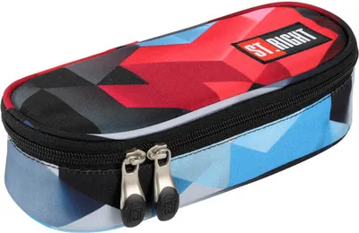 Imagen del producto de Estuche para bolígrafos, estuche para lápices, funda para bolígrafos, marca St.Right, color rojo, diseño geométrico 3D, modelo PC1, uni