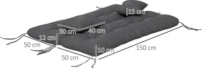 Produktbild von Outsunny 4er-Set Sitzkissen, 150x50 cm wasserabweisend Stuhlkissen Dunkelgrau