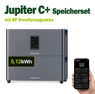 Produktbild von Speicher MARSTEK Jupiter C + Plus Solarspeicher 5,12 kWh LiFePO4 Solarakku für PV Systeme Balkonkraftwerk, IP65, 6000 Zyklen, WIFI und Bluetooth