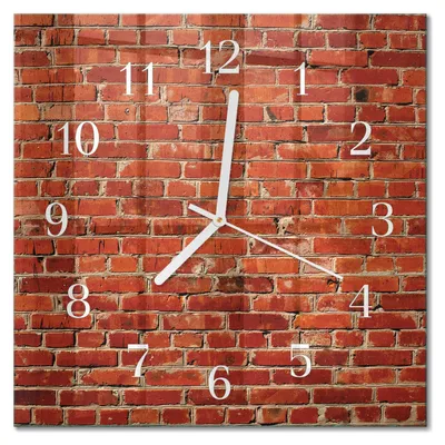Produktbild von Tulup Glasuhr Wanduhr Küchenuhr Echt-Glas 30x30 cm Modern Dekorativ Geräuschlos Weiße Zeiger - Ziegelmauer