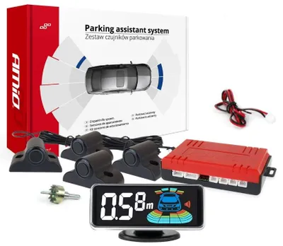 Productafbeelding van AMiO 03189 LED-parkeersensor 3D, met 4 sensoren, 40 kHz frequentie, bereik van 2,5 meter