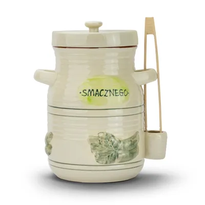 Obrázok produktu pre GÄRTOPF Kameninový hrniec na kyslú kapustu Hrniec na uhorky Hrniec na rum s pokrievkou 3,5 l CREME