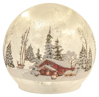 Produktbild von formano LED Deko-Kugel Winterhaus 12 cm Glas Timer Weihnachtsdeko