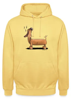 Produktbild von Spreadshirt Jaulender Dackel Comic Dachshund Uni Hoodie, 3XL, Zitronengelb