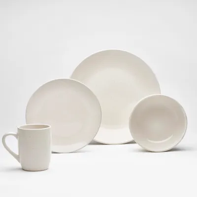 Produktbild von Kombiservice Göteborg Creme 24-teilig Steinzeug für 6 Personen – glänzend creme mit Sprenkeln – Kaffeebecher 360 ml, Dessertteller 20 cm, Speiseteller 27 cm, Schalen 15 cm