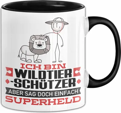 Produktbild von Wildtierschützer Geschenk Tasse Ich Bin Wildtierschützer Aber Sag Doch Einfach Superheld Lustige Geschenkdiee für Wildtierschützer Kaffee-Becher (Schwarz)