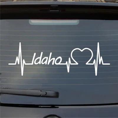 Produktbild von Heckscheibenaufkleber Idaho Herzschlag Puls Staat State USA Liebe 55x18 cm Weiss Glanz Auto Aufkleber Sticker