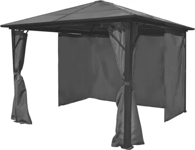 Produktbild von vidaXL Pavillon mit Vorhängen Anthrazit Aluminium 300 x 300 cm