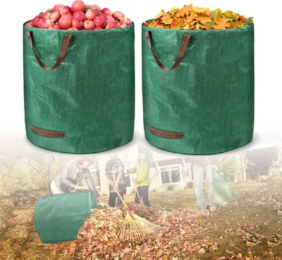 Produktbild von ACXIN 2X Gartenabfallsäcke mit Griffen 272L UV-Stabil und Wasserabweisend Wiederverwendbare und Stabile Gartensäcke faltbar Reißfest Laubsack