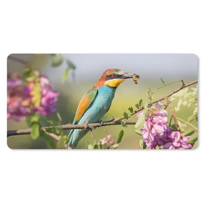 Produktbild von MuchoWow® Mauspad Mousepad Vogel - Bienenfresser - Blumen 60x30 cm - Mousepads - Maus Mat - Pad - Mausunterlage - Nachhaltig